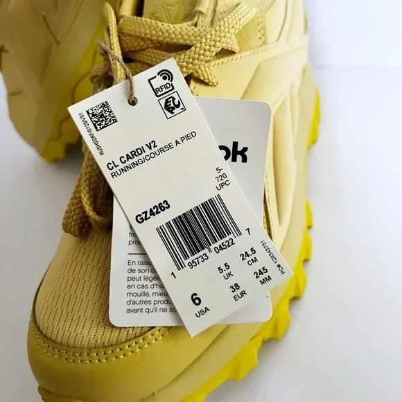 CL CARDI V2 Reebok Juniors size 6 Bright Yellow Sneakers - Picture 2 of 8
